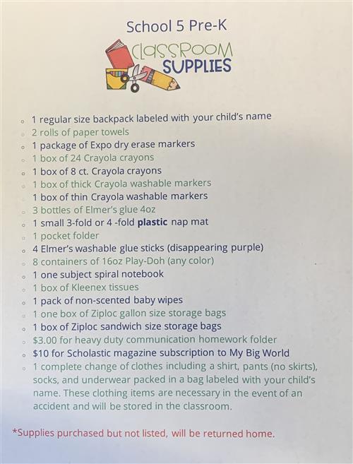 supply list